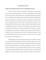 Also the attachment is launched quickly & soon after which consolidation is made. Criminal Bahavior Theories Criminal Behavior Theories Identify The Strengths And Weaknesses Of The Criminal Behavior Theories There Are A Number Of Course Hero