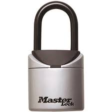 Push the shackle in, as though you were closing the lock, but the lock will not close because the shackle is parallel to the body. Master Lock Part 5406d Master Lock Compact Portable Set Your Own Combination Lock Box Key Hiders Home Depot Pro