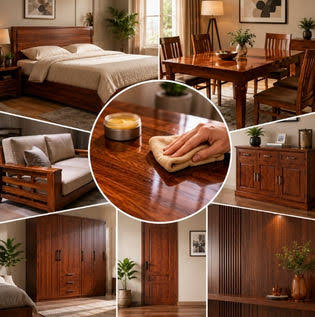Hand-finished wooden furniture ready for polishing service