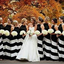 Striped Bridesmaid Dresses Modern Black And White Wedding Party Dresses Bw92927 Bridesmaid Wedding Bridesmaids White Wedding Theme