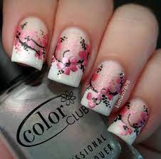 Kimiko7878 Cherry Blossom On French Manicure Floral Nails Trendy Nails French Tip Nails