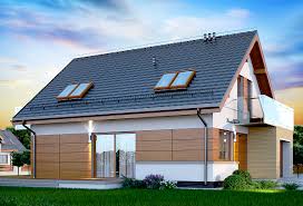 Casa cu un acoperis in ape cu lucarna care sporeste farmecul constructiei. Casa Cu Garaj Si Acoperis In 2 Ape