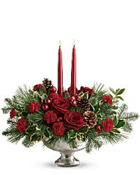 Two days to have roses delivered for a. Christmas Floral Centerpieces Christmas Table Centerpiece Teleflora