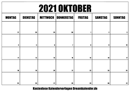 Kalender 2021 zum ausdrucken kostenlos kinder. Kalender Oktober 2021