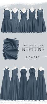Neptune The New It Color For Fall Weddings In 2020 Bridal Party Dresses Azazie Bridesmaid Dresses Bridal Dresses