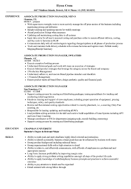 Associate Production Manager Resume Samples Velvet Jobs