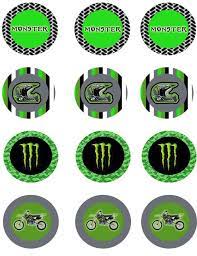 Monster Energy Dirt Bike Cupcake Toppers Instant Download Dirt Bike Birthday Boy Birthday Parties Dirt Bike Party
