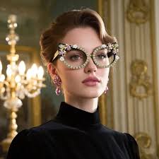 Purple Cat-eye Unique Gorgeous Rhinestone Custom Engraving Eyeglasses