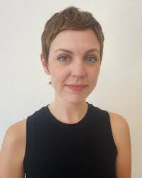 A cool little mod shag for Jasper. We cut off a lot of Jasper's long,  previously lightened straight hair to achieve this look. Tousled with my  hands and some texturizing products for