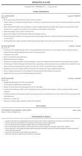 Minimum of 3 years experience performing weld inspections. Qa Qc Manager Resume Sample Mintresume