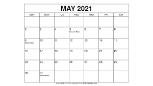 You can write down holidays and events and make it your own. Free Printable May 2021 Calendars