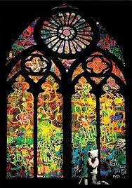 Banksy Stained Glass Window Church