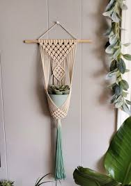 Measure about 8 yards of yarn in each color. Colorful Macrame Plant Hanger With Wood Ring Macrame Art Collectibles Delage Com Br