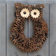 Little Hoot Owl Wreath Pine Cone Decorations Owl Wreaths Pine Cone Crafts