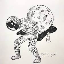 artista ilustra um astronauta solitario vagando pelo espaco 28 ilustracoes in 2020 space drawings astronaut drawings