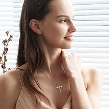 FANCIME Cross Necklace for Women Sterling Silver Birthstone Natural Citrine  Infinity Heart Cross Crucifix Pendant November Birthstone Jewelry  Valentines Day Gifts Birthday Gifts for Women