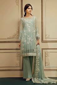 Pakistani Party Dresses Pakistani Chiffon Dress In Chiffon By Chantell In Light Turquoise Online Pakistani Dress Design Designs For Dresses Pakistani Dresses