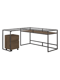 Maybe you would like to learn more about one of these? Bush Furniture Anthropology 60 W Glass Top L Shaped Desk With 2 Drawer Mobile File Cabinet Rustic Brown Embossed Standard Delivery Office Depot