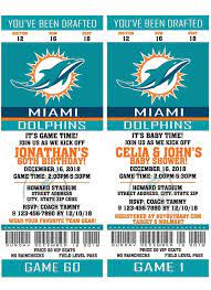 12 Per Pack Miami Dolphins Birthday Party Invitations Ticket Etsy Dolphin Birthday Parties Football Birthday Party Invitations Football Wedding