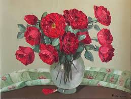 Peonies, jasmine, chrysanthemums and other flowers are loaded with meaning in chinese art. Primo Dolzan 1930 S French Impressionist Oil Painting Red Flowers In A Vase For Sale At 1stdibs