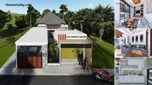 Simak ide desain rumah tropis modern berikut ini! Desain Dan Denah Rumah Plus Toko Ukuran 12 X 24 M Terdapat 3 Kamar Tidur Dengan Interior Lebih Modern Homeshabby Com Design Home Plans Home Decorating And Interior Design