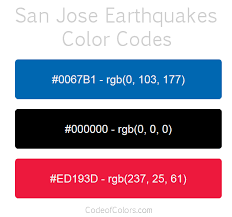 San Jose Earthquakes Team Color Codes San Jose Earthquakes Color Color Coding