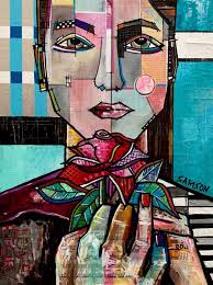 Peintures de portraits: Contemporain, Acrylique, huile