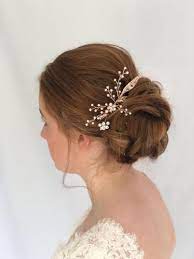 Rose Gold Flower Wedding Hair Comb Rose Gold Bridesmaid Hair Etsy Rose Gold Hair Accessories Flower Hair Accessories Wedding Gold Floral Hair Comb