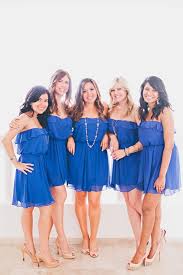 Short Blue Dresses For The Bridesmaids Give A Pop Of Color To A Beach W Beach Wedding Bridesmaid Dresses Beach Bridesmaid Dresses Blue Bridesmaid Dresses Short