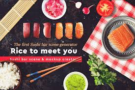 Download Sushi Bar Scene And Mock Up Generator 55499 Mockups Design Bundles