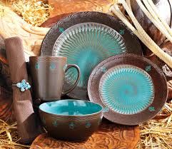 brown and turquoise kitchen decor
