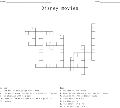 Find calendars, maps, flags, patterns, word search puzzles, mazes, crossword, forms, certificates, behavior charts, games, signs, trivia, birthday invitations. Disney Movies Crossword Wordmint