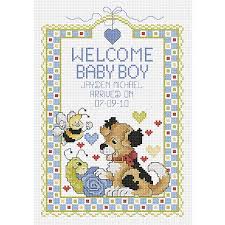 Welcome Baby Boy Sampler Counted Cross Stitch Kit 7 X10 14 Count Walmart Com