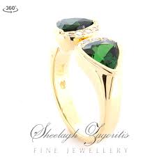 A ring shopping experience like no other! Trillion Tsavorite And Diamond Ring Rare Gemstone Company