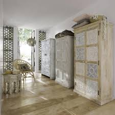 Witte En Zilverkleurige Massief Mangohouten Kast B100 Annapurna Wood Wardrobe Brick Interior Side Table Wood