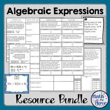 Expressions Lessons And Activities Bundle 7 Ee 1 7 Ee 2 Simplifying Algebraic Expressions Algebraic Expressions Simplifying Expressions