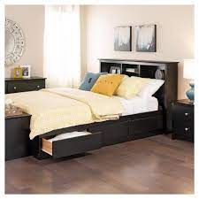 Six spacious drawers house clothes and bed linens. 6 Drawer Platform Storage Bed Queen Prepac Storage Bed Bookcase Headboard Bed Storage