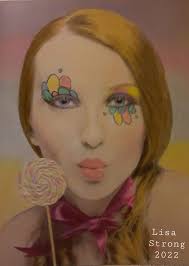 Polychromos and white calligraphy pen art