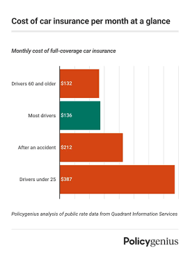 Average monthly car insurance costs, AI generated