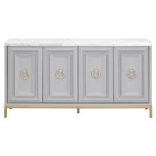 See more ideas about sideboard cabinet with thin steel pinlegs and a steel trim, the kaiser sideboard is available with a marble top as well as other wood options. Avril Modern Grey Wood White Marble Top Brushed Gold 4 Door Media Sideboard Standard 50 75 W Kathy Kuo Home