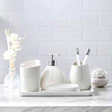 Zubehör zur handnähmaschine in 10 farben: Huij Bad Accessoires Set Badezimmer Set Lotion Flaschen Seifenspender Zahnputzbecher Seifenschale Bad Zubehor Weiss Badset Badezimmer Zubehor Set Aus Keramik Seifenschale Ablage Amazon De Kuche Haushalt Wohnen
