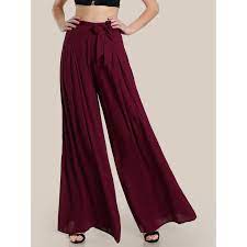 Fit Type Loose Color Burgundy Material 100 Rayon Style Vacation Pattern Type Plain Pant Type Women Pants Casual Trousers Women Wide Leg Pants For Women