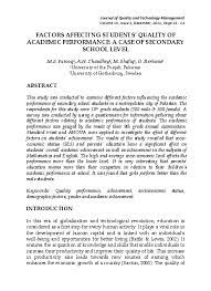 However, several factors indicate a student's academic success. Pdf Factors Affecting Students Quality Of Academic Performance A Case Of Secondary School Level Jo Andales Academia Edu