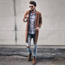 Find the best men's chelsea boots online including leather & suede boots, in various styles and colors at blundstone usa, including free shipping. Men S Brown Overcoat Light Violet Dress Shirt Light Blue Ripped Skinny Jeans Dark Brown Suede Chelsea Boots Brown Suede Chelsea Boots Mens Outfits Brown Overcoat