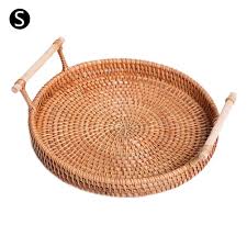 Vintage bamboo chinoiserie style butlers serving tiki bar tray 25 x 17 x 5.5. Buy Round Cracker Tea Storage Tray Bread Basket Rattan Woven Storage Snack Fruit Plate Hotel Essential O At Affordable Prices Free Shipping Real Reviews With Photos Joom