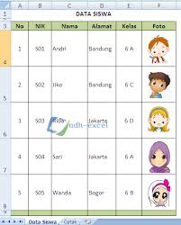 Pindahkan sel aktif ke sel e37 2. Menampilkan Data Siswa Lengkap Dengan Foto Dalam Excel Adhe Pradiptha