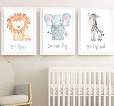 Safari Jungle Animals Nursery Prints Set Of 3 Baby Room Pictures Wall Art Decor Ebay Baby Room Pictures Animal Baby Room Baby Room Diy