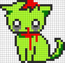 Zombie Kitty Perler Bead Pattern Pixel Art Grid Perler Bead Art Easy Pixel Art