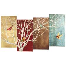 Birds On A Branch Wall Decor Pier 1 Birds Of A Feather Don T Always Flock Together In Our Harmony Of Birds A Different Species Is Depicte Bird Art Bird Wall Art Nature Canvas Painting