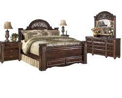 Richly finished beads, carvings and rope details; Ashley Gabriela 5pc Bedroom Set Queen Poster Bed Dresser Mirror Two Nightstands In Dark Redd Ashley Bedroom Furniture Sets Bedroom Set Ashley Furniture Bedroom